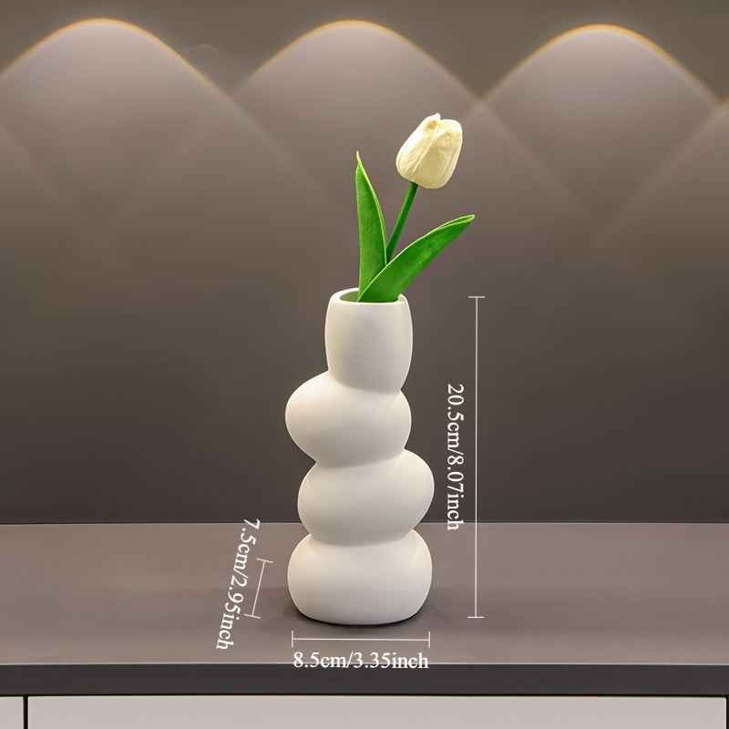 Nordic Style Glossy White Ceramic Spiral Vase -Minimalist Geometric Design, Polishes Without Losing Powder, Versatile Home Decor &Wedding Centerpiece for Living Room,Office, Bedroom, Gift Giving, Vases HomeDecor