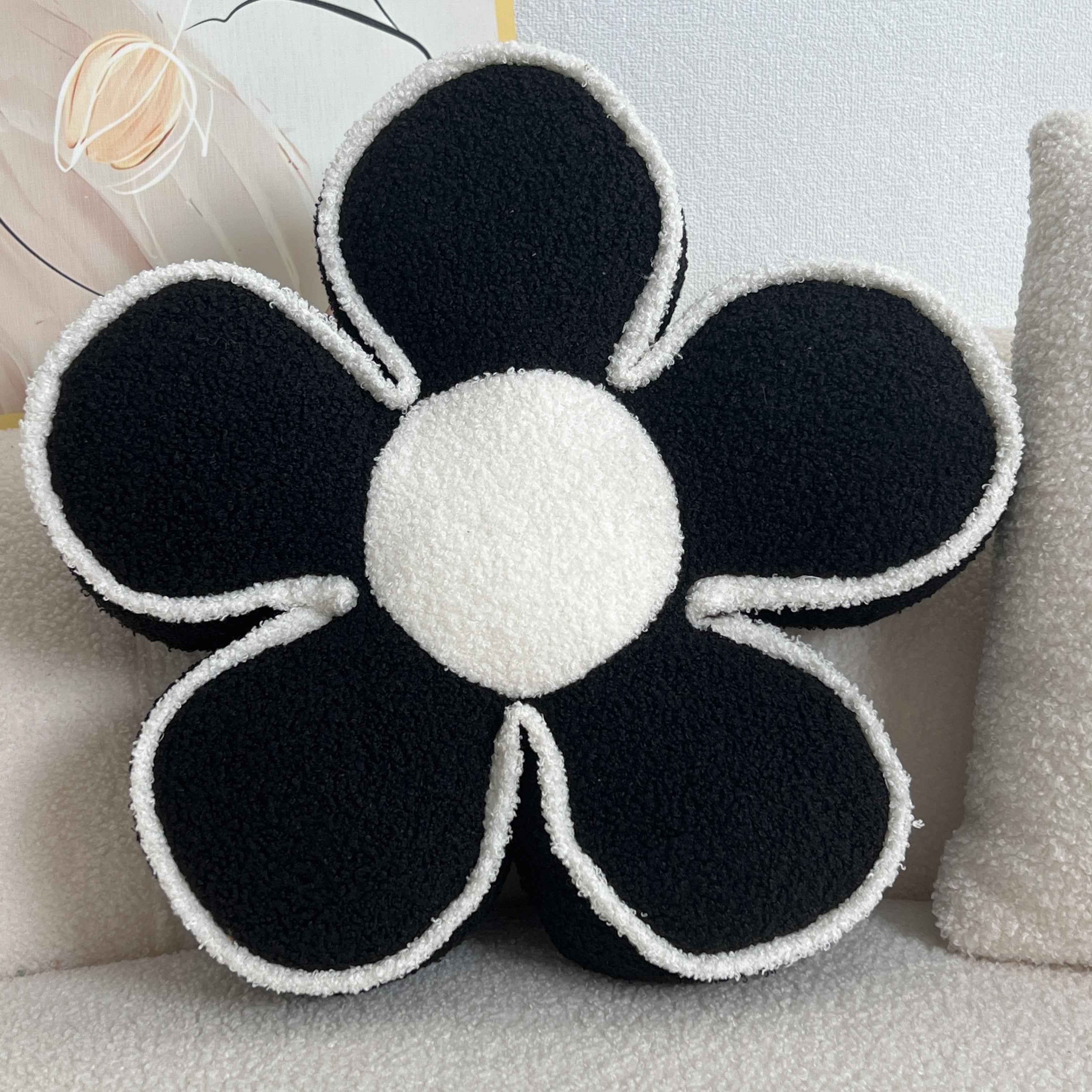 Chic Geometric Flower Throw Pillow - Soft, Washable Polyester Cushion for Bed & Sofa Decor