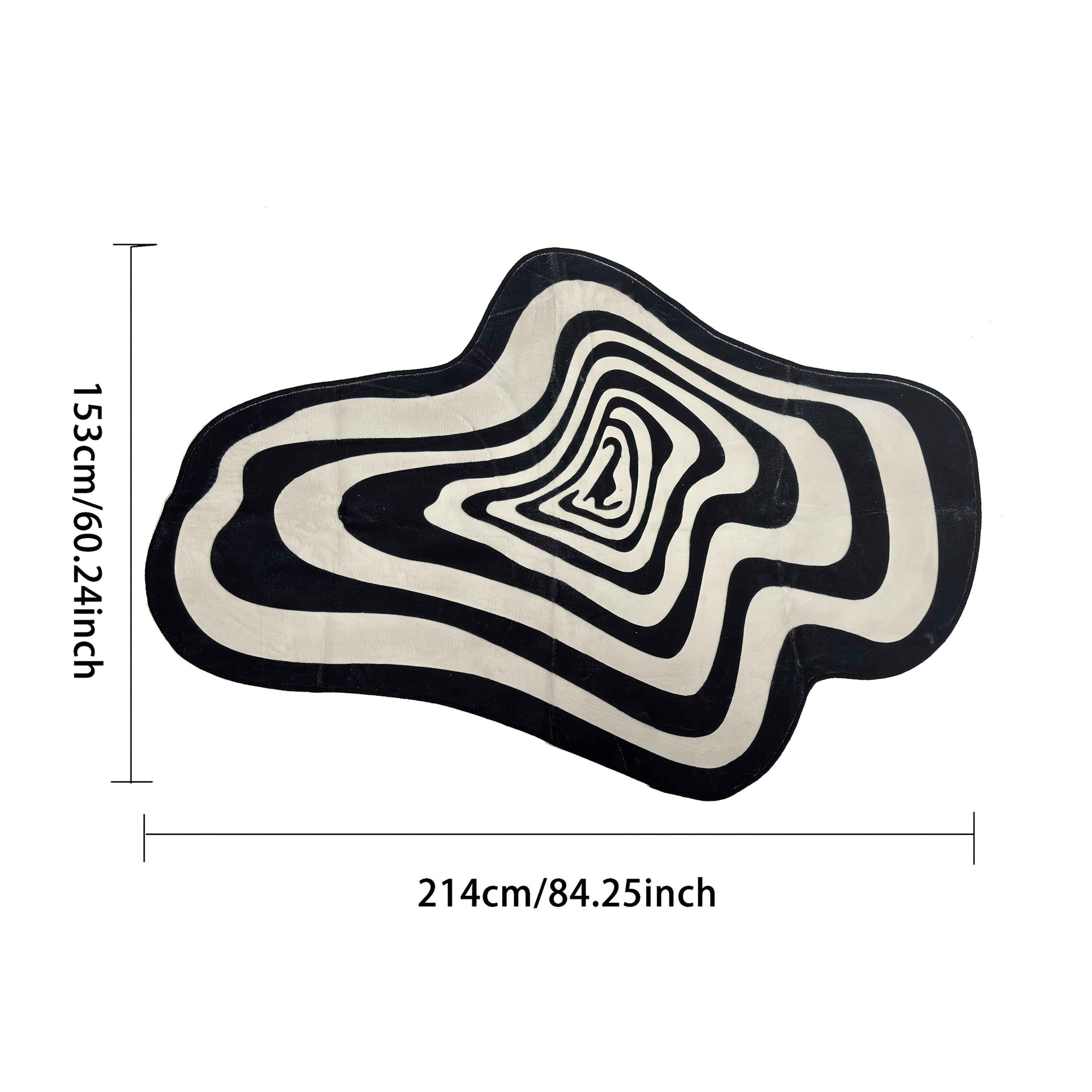 Large Elegant Velvet Swirl Area Mat - 850g/m², Machine Washable, Soft Polyester, Black and White Abstract Design, Suitable for Living Room, Bedroom or Sofa Area, Bedroom Decor | Abstract Pattern Mat | Machine Washable Mat, L
