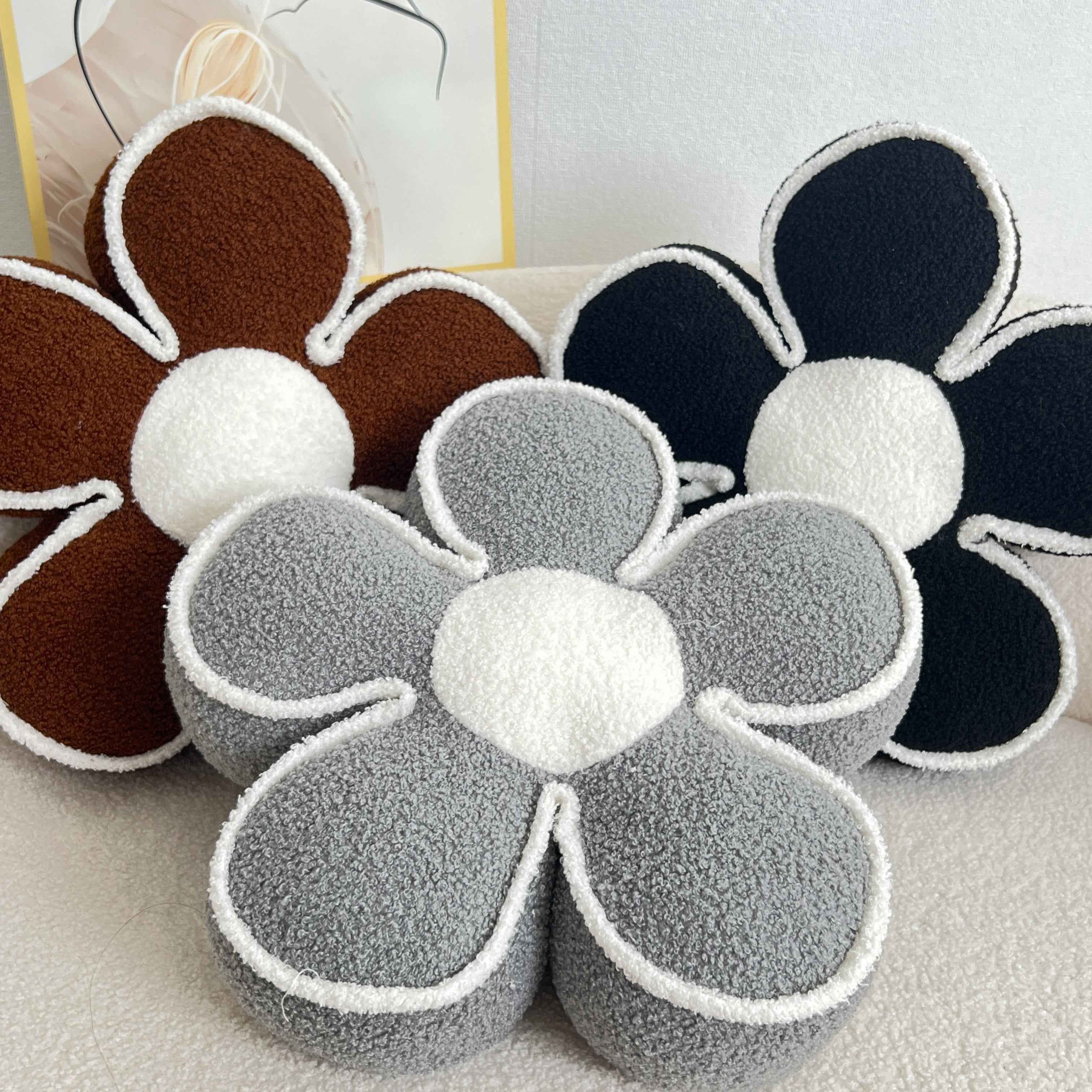 Chic Geometric Flower Throw Pillow - Soft, Washable Polyester Cushion for Bed & Sofa Decor