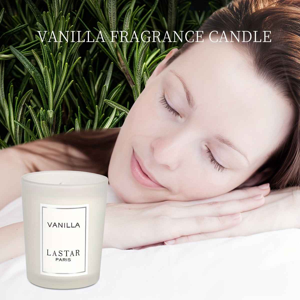 LASTAR 70g Vanilla Soy Wax Candle in Elegant Oval Jar with Sparkling Accents - Long-Lasting 12+ Hour Burn Time, Romantic Gift for Women, Birthdays, Weddings, Christmas, Thanksgiving, Father’s Day, Indoor Home Decor, Cozy Am