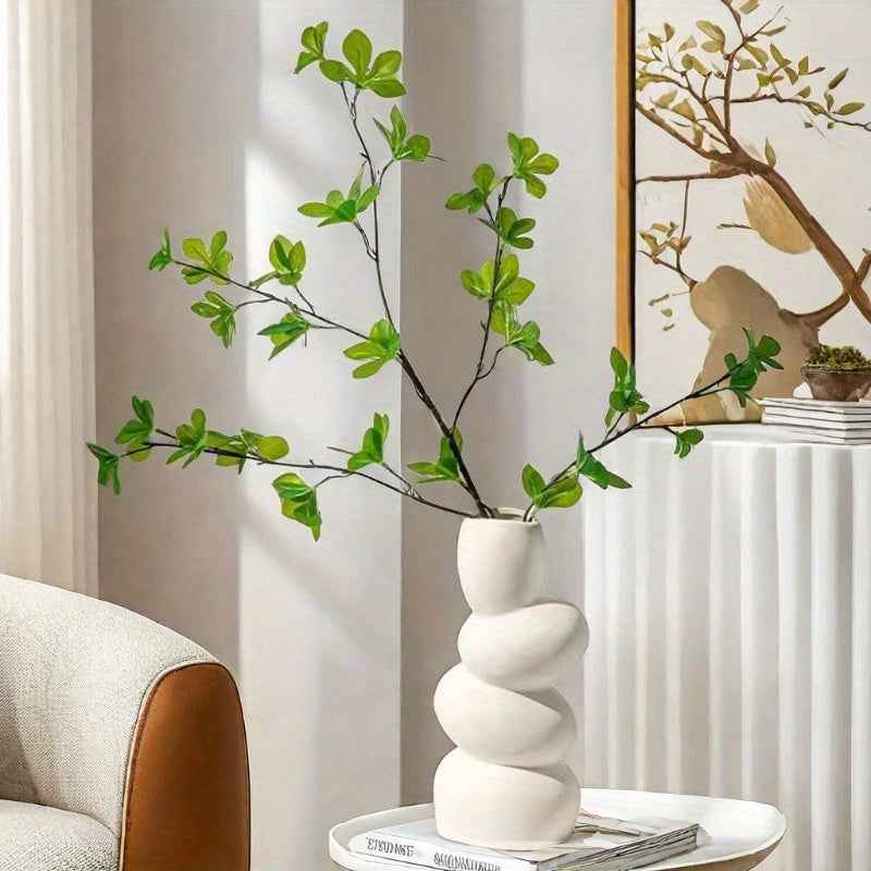 Nordic Style Glossy White Ceramic Spiral Vase -Minimalist Geometric Design, Polishes Without Losing Powder, Versatile Home Decor &Wedding Centerpiece for Living Room,Office, Bedroom, Gift Giving, Vases HomeDecor