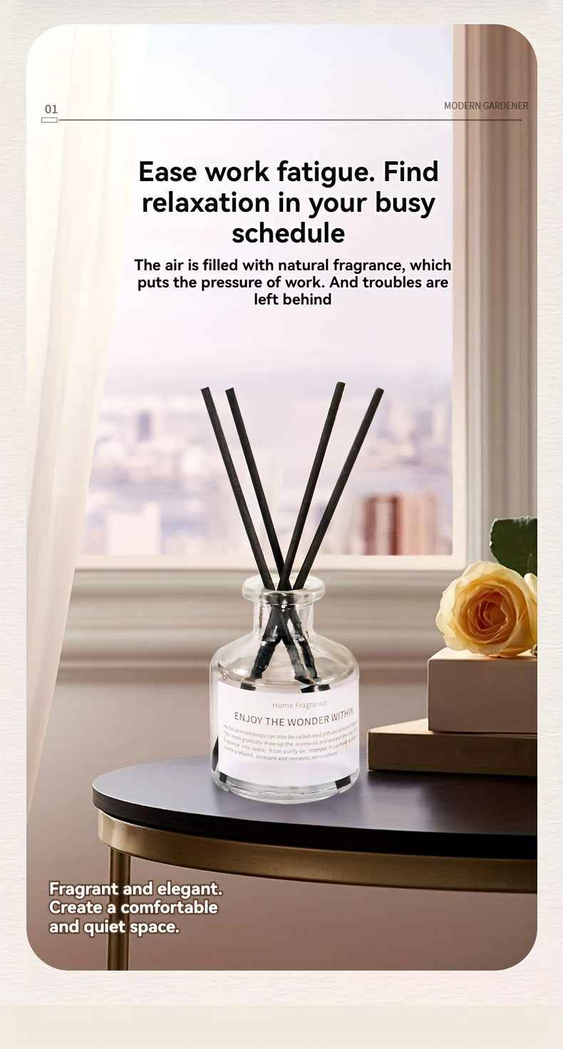 Fireless Indoor Rattan Bottle Companion Gift Essential Oil Fragrance Hotel Bathroom Air Freshener Black and White Round Bottle 50ml