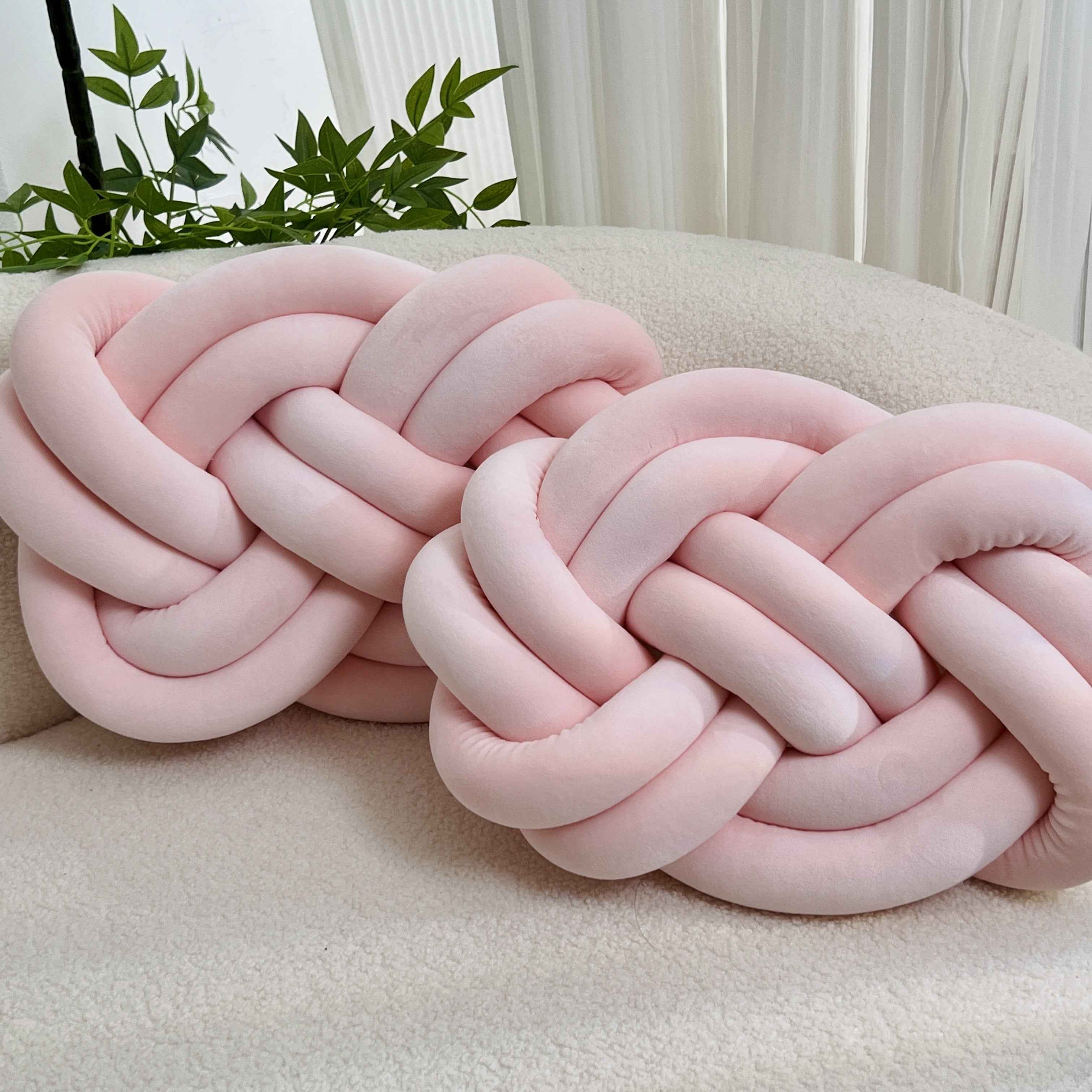 2 Pack YLBKIKR Plush Knot Throw Pillows - 40.01 cm Soft Short-Hair Floor Cushion & Bed Sofa Bed Decor, Modern Minimalist Knotted Ring Ball Design with Hand-Stitched Closure, All-Season Neutral Decorative Accent (Easy Hand Was