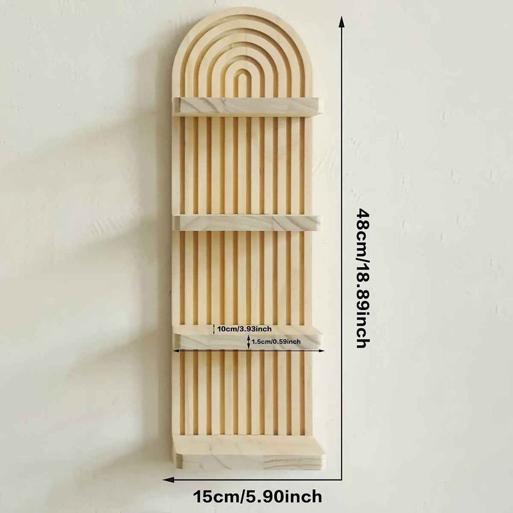 1pc Multi-Layer Bohemian Wall Shelf - Natural Wood Grain Vertical Hanging Storage Rack, Suitable for Living Room, Bedroom, Office - Farmhouse, Modern, Bohemian Home Decor - Space-Saving Plant, Book, Decoration Shelf - Easy In