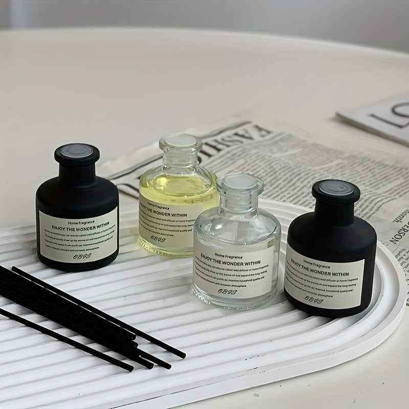 Fireless Indoor Rattan Bottle Companion Gift Essential Oil Fragrance Hotel Bathroom Air Freshener Black and White Round Bottle 50ml