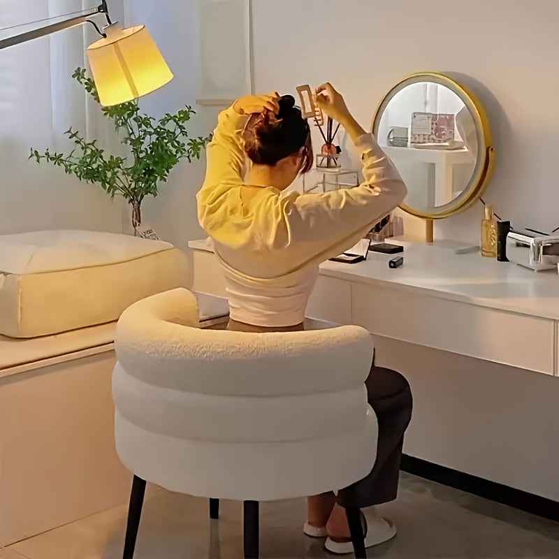 A Practical Leisure Chair Available in 4 Colors, 1pc Sofa Seat, Soft Bedside Makeup Stool for Modern Minimalist Living Room or Balcony