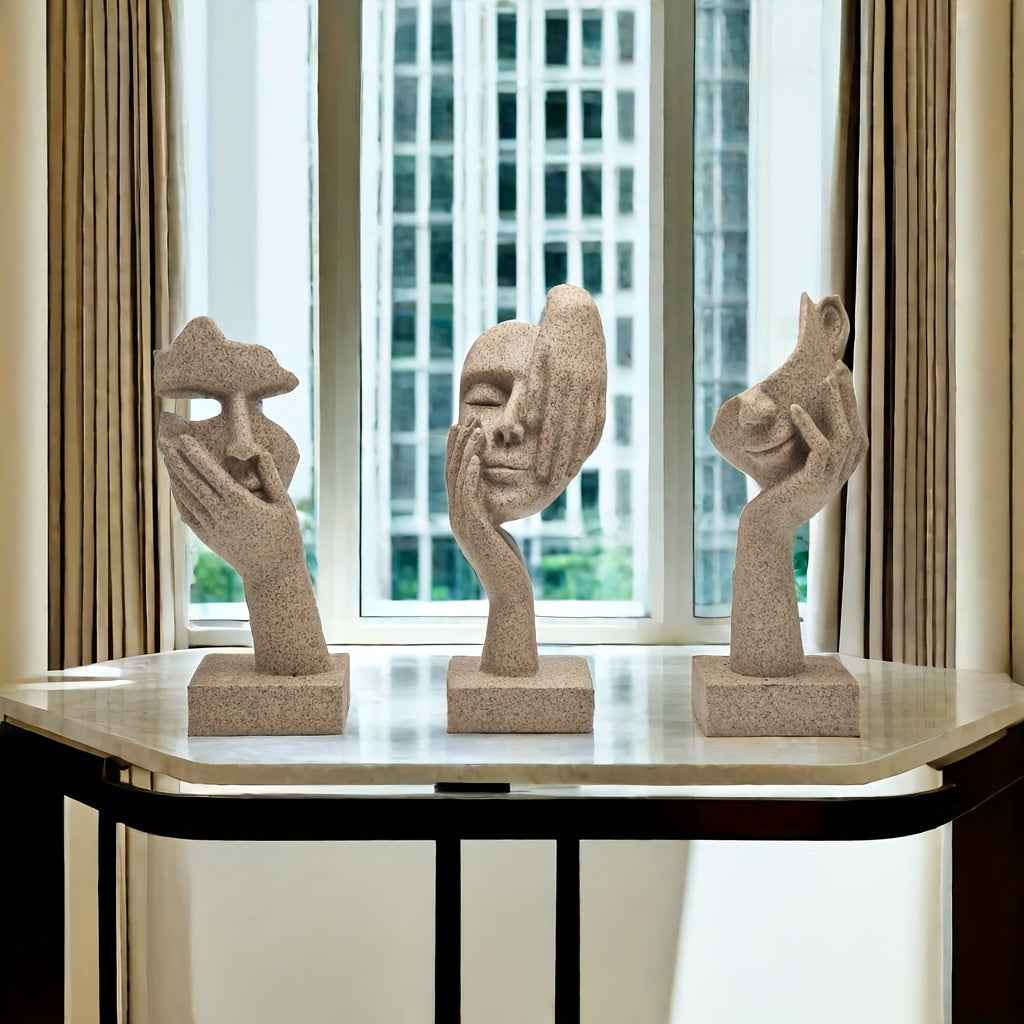 3pcs Thinker Statue Series - Modern Home Resin Sculpture Decorations - Living Room Abstract Art Statue Wine Cabinet Decoration, Office Modern Decoration, Creative Room Decoration, Party Supplies And Cozy Home Gifts for Christ
