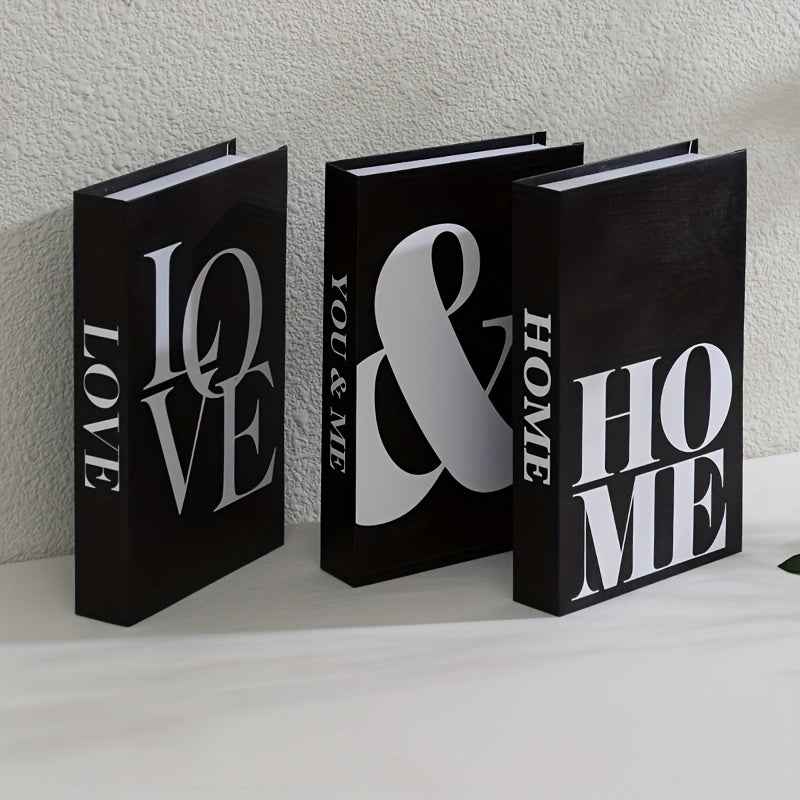 3pcs set of minimalist home decor black books for bedroom, living room, or office as photo props