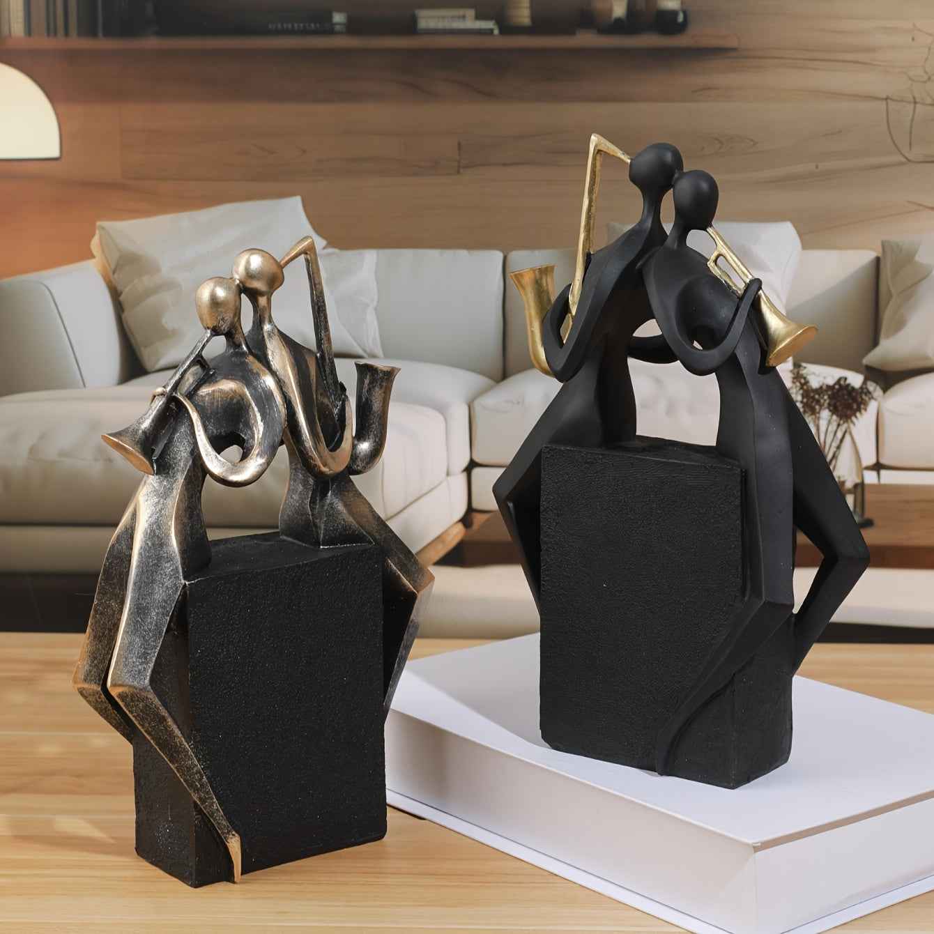 Abstract Art Double Playing Statue Decoration, Creative Resin Craft