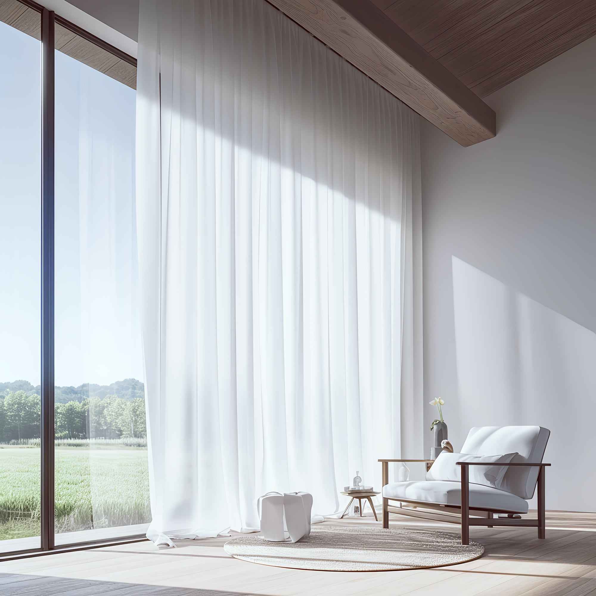 1pc, Exquisite Oversized Semi-Sheer Solid Color Curtain, Natural Drape Design, Top Rod Pocket for Easy Hanging, Breathable Comfort Fabric, Perfectly Blends Decor, Suitable for Various Rooms, Holiday Gift