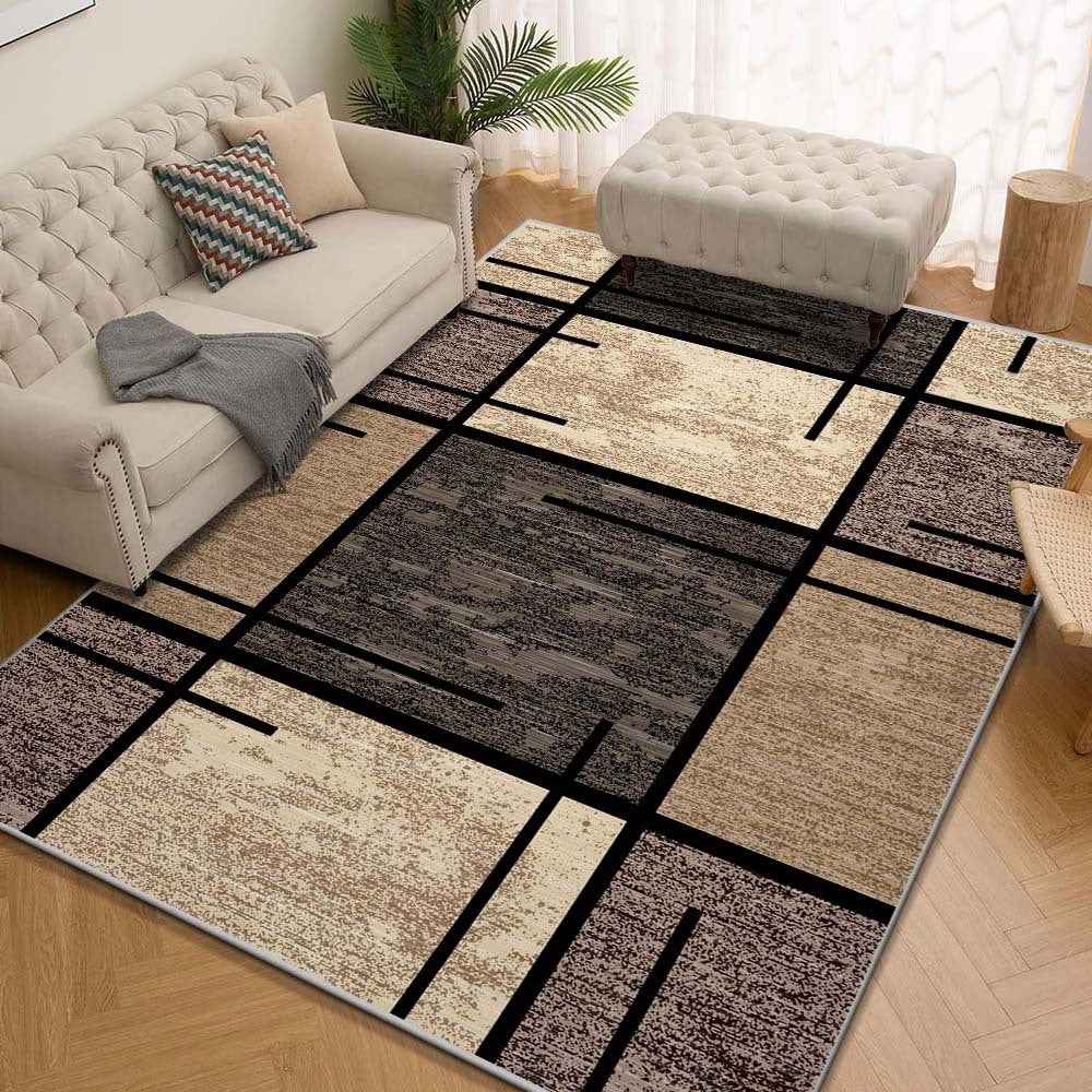 Luxurious Velvet Area - Premium Machine Washable, Fade-Resistant Polyester for Living Room, Bedroom, Office & Outdoor Decor - Rectangular, Lightweight, and Easy to Clean - 850g/sqm, & Geometric Pattern, Bedroom | Geometric Pa