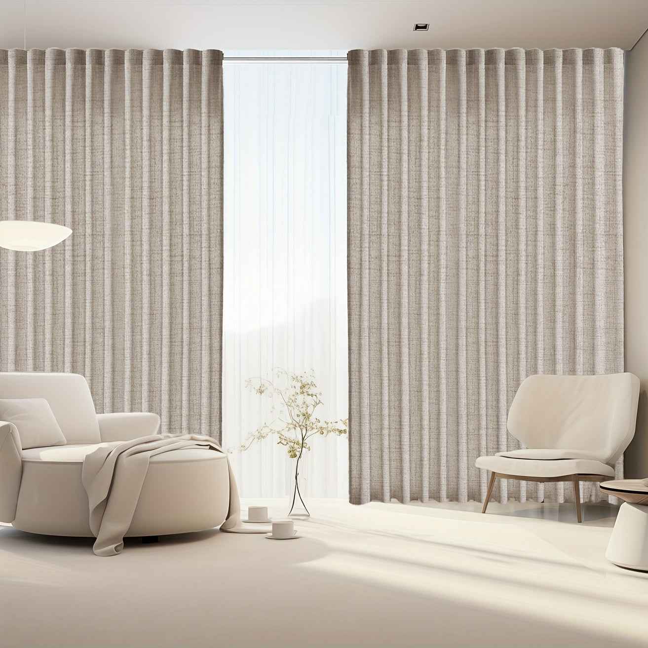 2pcs Japanese-style imitation linen curtains, simple European style curtains, American pastoral curtains for bedroom and living room, light-blocking curtains for tea room, study and kitchen, short linen curtains, multi-functi