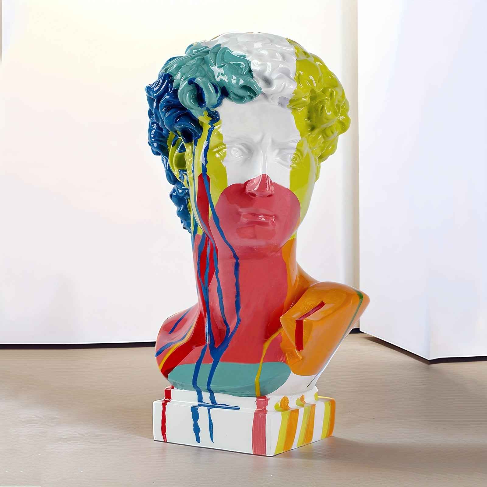 David Head Resin Statue - Vibrant Abstract Human Head Sculpture with Colorful Abstract Patterns, Modern Home & Office Decor, Tabletop Display for Living Room, Christmas, Thanksgiving, Father'S Day Gifts, Statues for Home Deco