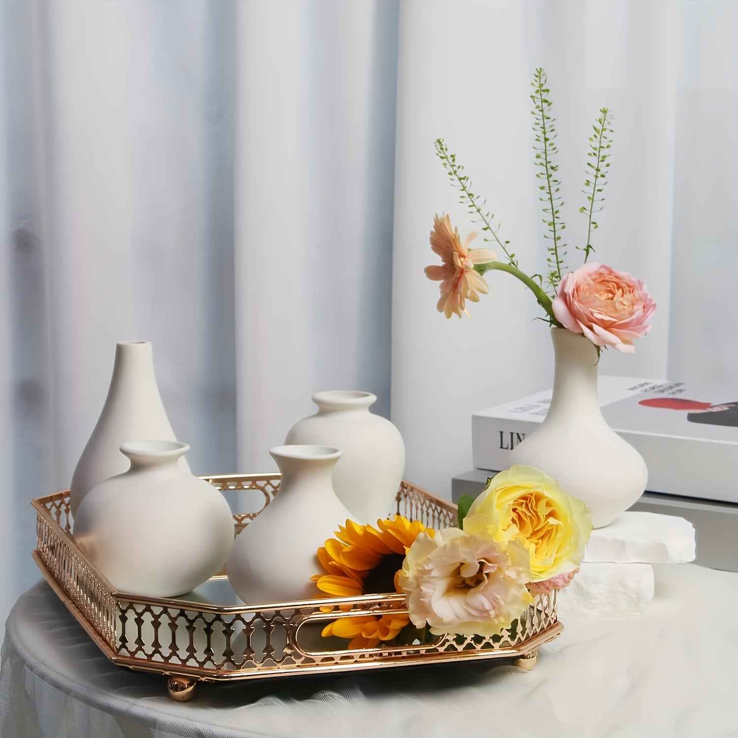 Ceramic Bohemian Vase Set, Modern Minimalist Home Flower Arrangement Bottles, Artistic Base-Shaped Decor for Office, Bedroom, Living Room Tabletop, Ideal for Friends, Birthday, Wedding, Housewarming, Christmas Gift