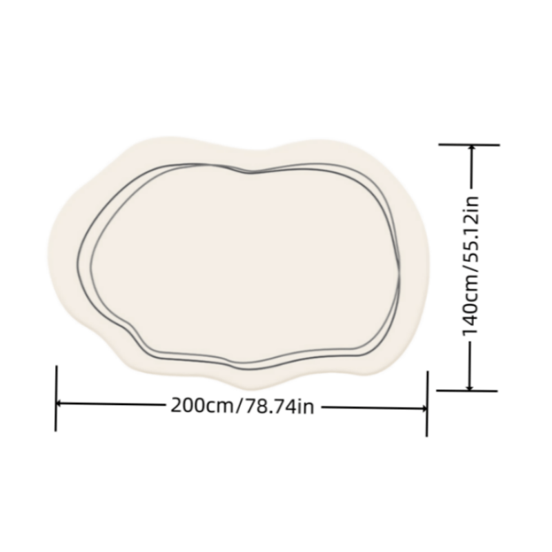 Luxurious Cream and Green Striped Area Mat - 1000g/m², 10mm, Machine Washable, Irregular Shape for Living Room, Bedroom, or Office Decor, Rugs for Living Room