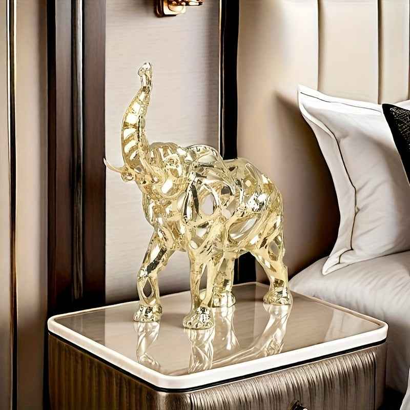 1pc Elegant Golden Metal Leopard Statue - Electroplated Craft Hollow Design Decorative Ornament, Modern Jungle Theme Home Decoration, Suitable for Various Room Types, No Power Supply Required