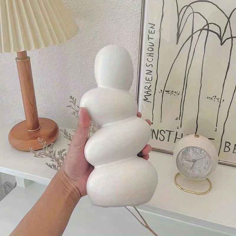 Nordic Style Glossy White Ceramic Spiral Vase -Minimalist Geometric Design, Polishes Without Losing Powder, Versatile Home Decor &Wedding Centerpiece for Living Room,Office, Bedroom, Gift Giving, Vases HomeDecor