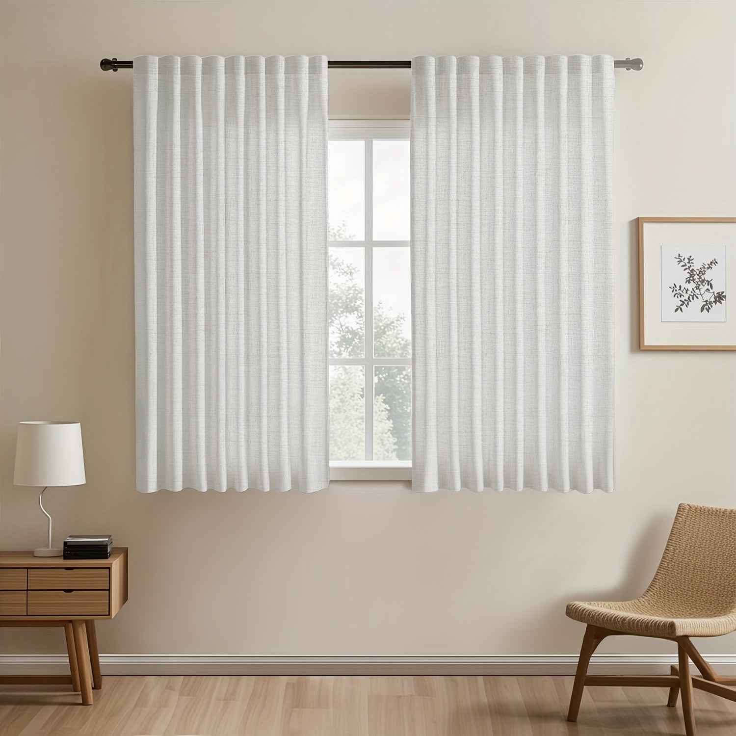 2pcs Japanese-style imitation linen curtains, simple European style curtains, American pastoral curtains for bedroom and living room, light-blocking curtains for tea room, study and kitchen, short linen curtains, multi-functi