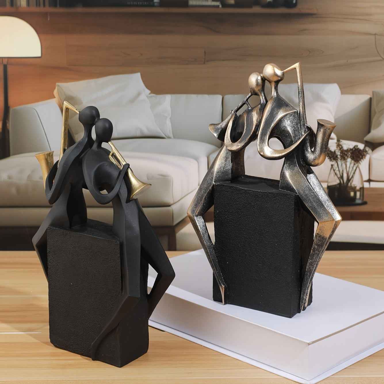 Abstract Art Double Playing Statue Decoration, Creative Resin Craft