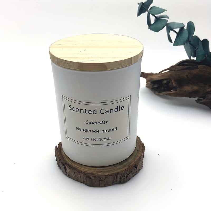 4-bottle Aromatherapy Candle Set | White Wooden Lid Glass Bottle Soy Wax Home Aromatherapy Candle Gift Box, 5.29oz, 35 Hours Burning, Wedding, Birthday, Halloween, Thanksgiving, Christmas Gift, Gardenia/Lavender/Lemon/Vanilla