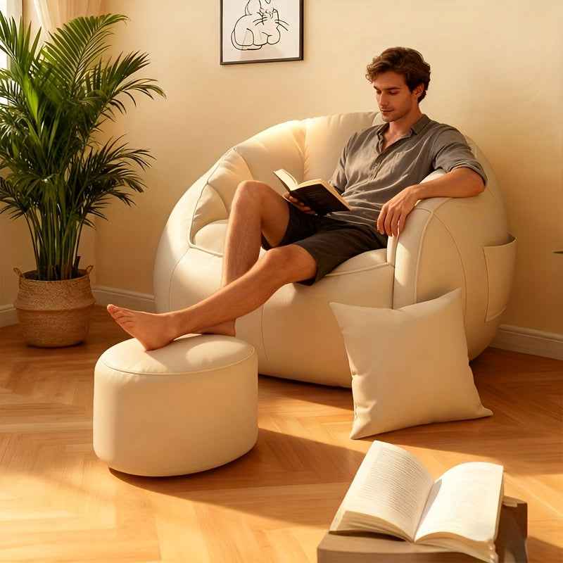 2025 Oversized Bean Bag Chair with Filler - Plush Cushioned Floor Seating, No Assembly Required, Black & White Modern Design for Home, Office, or Living Room - Ideal for, Movie Nights & Relaxation, Office Furniture, Contempor