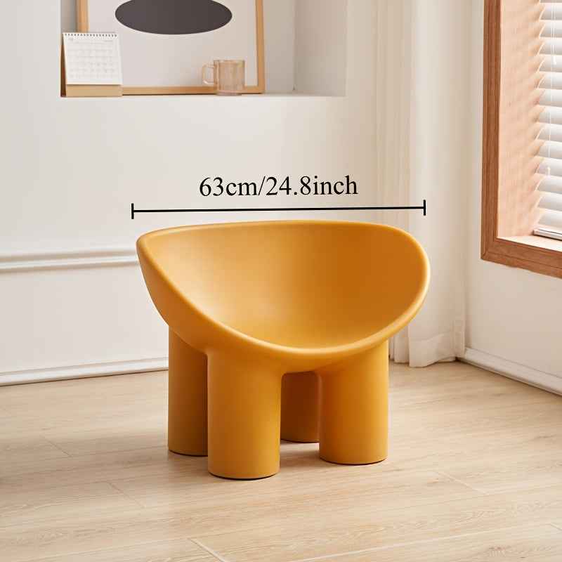 Modern Minimalist Four-Legged Elephant Accent Chair - Sturdy Plastic Indoor/Outdoor Furniture with White, , Mustard-Yellow, Beige, Brown, Grey, Black, or Light Brown - Easy-Clean Hard Floor Compatible, No Assembly Required, D