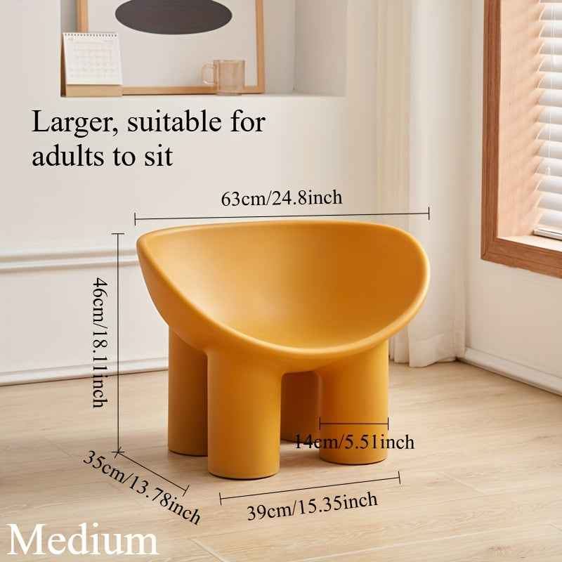 Modern Minimalist Four-Legged Elephant Accent Chair - Sturdy Plastic Indoor/Outdoor Furniture with White, , Mustard-Yellow, Beige, Brown, Grey, Black, or Light Brown - Easy-Clean Hard Floor Compatible, No Assembly Required, D