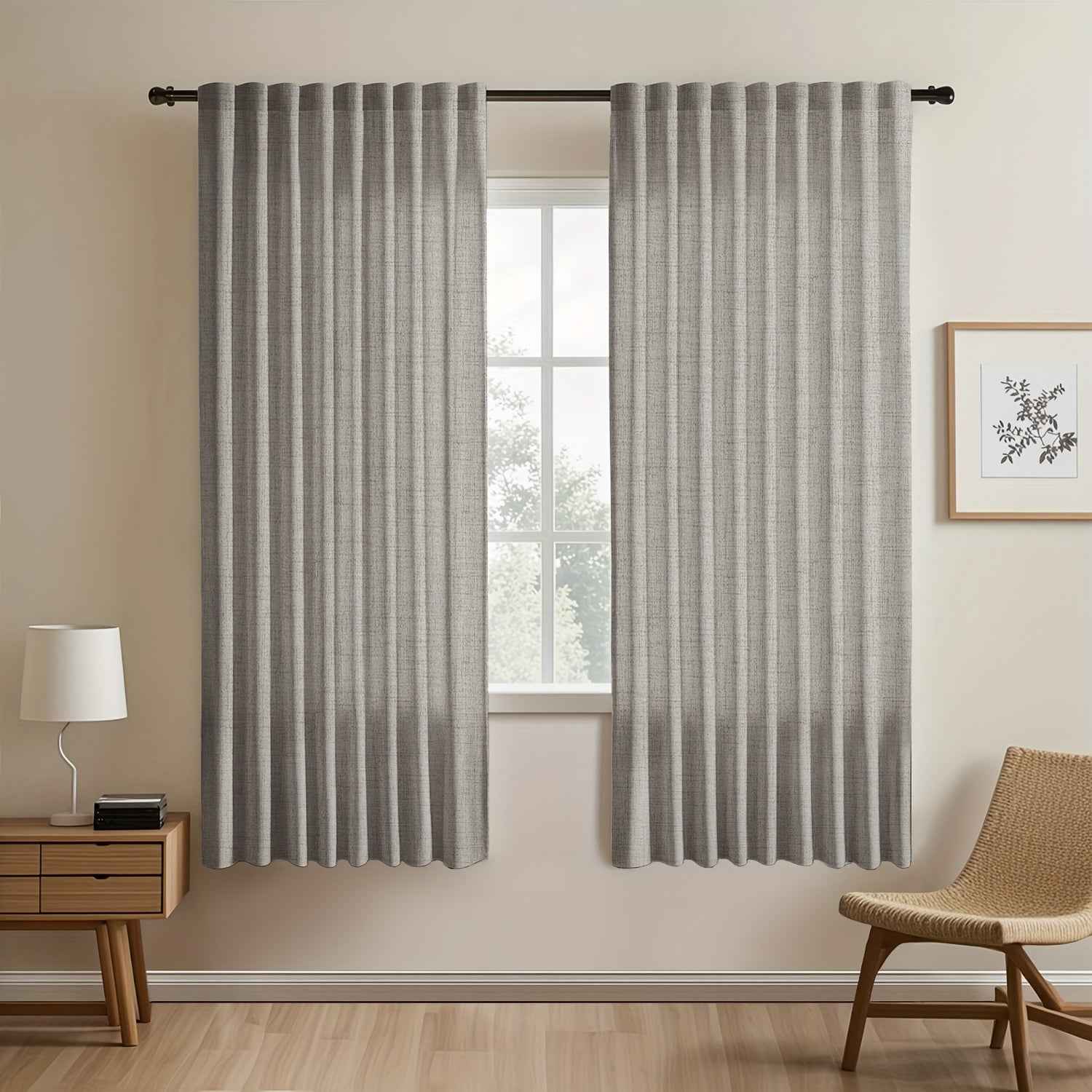 2pcs Japanese-style imitation linen curtains, simple European style curtains, American pastoral curtains for bedroom and living room, light-blocking curtains for tea room, study and kitchen, short linen curtains, multi-functi