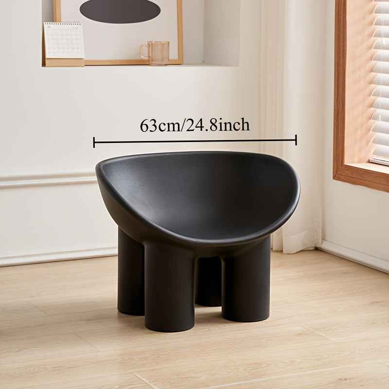 Modern Minimalist Four-Legged Elephant Accent Chair - Sturdy Plastic Indoor/Outdoor Furniture with White, , Mustard-Yellow, Beige, Brown, Grey, Black, or Light Brown - Easy-Clean Hard Floor Compatible, No Assembly Required, D