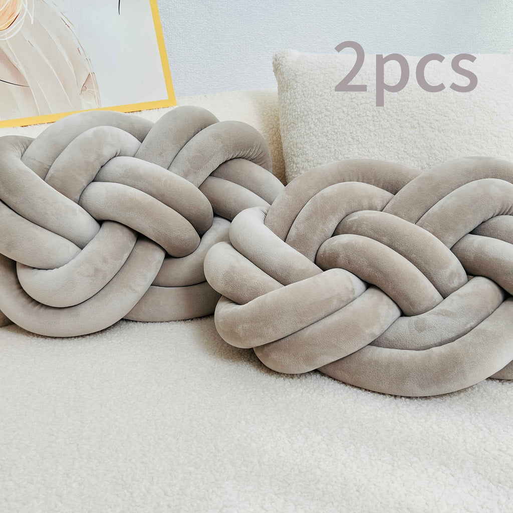 2 Pack YLBKIKR Plush Knot Throw Pillows - 40.01 cm Soft Short-Hair Floor Cushion & Bed Sofa Bed Decor, Modern Minimalist Knotted Ring Ball Design with Hand-Stitched Closure, All-Season Neutral Decorative Accent (Easy Hand Was