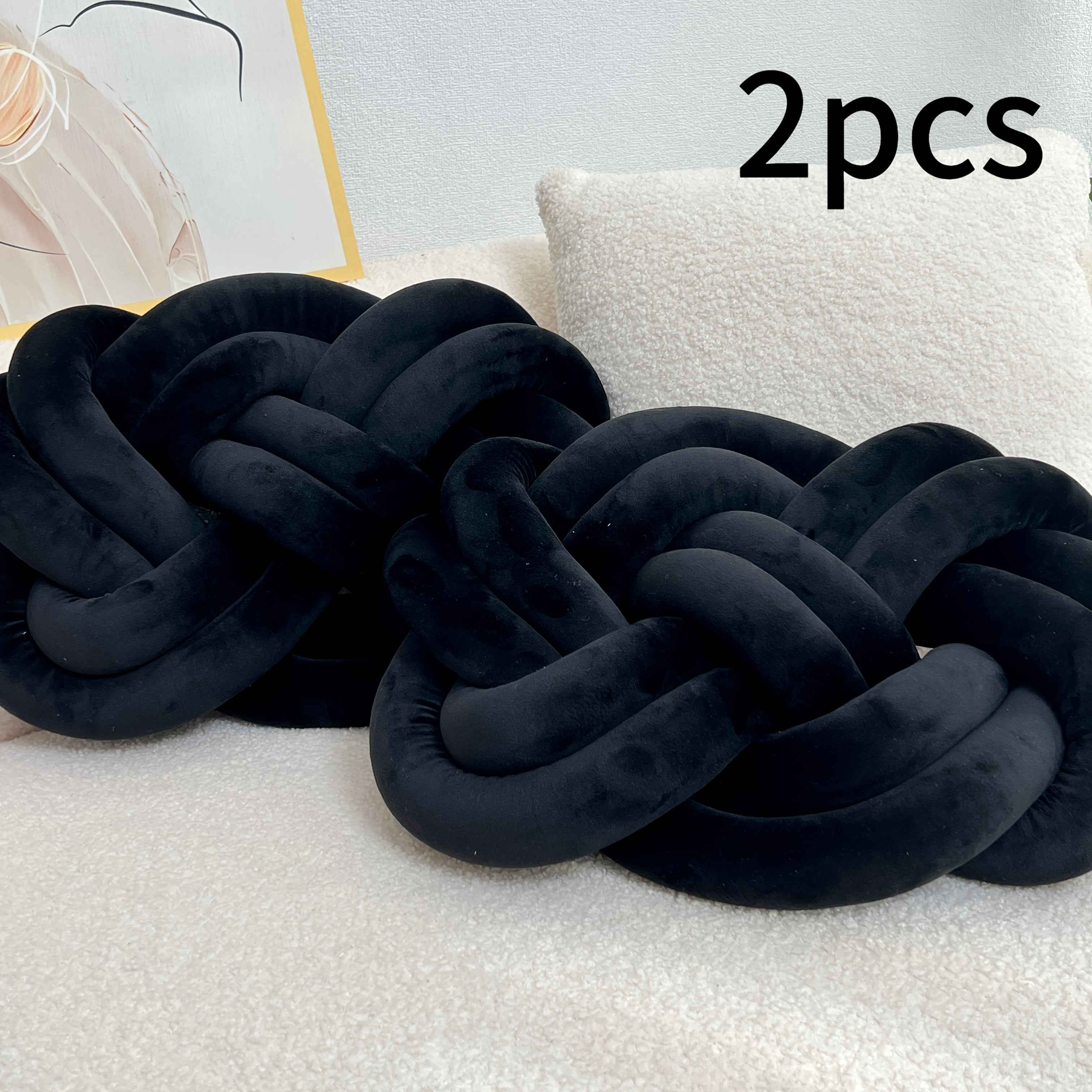 2 Pack YLBKIKR Plush Knot Throw Pillows - 40.01 cm Soft Short-Hair Floor Cushion & Bed Sofa Bed Decor, Modern Minimalist Knotted Ring Ball Design with Hand-Stitched Closure, All-Season Neutral Decorative Accent (Easy Hand Was