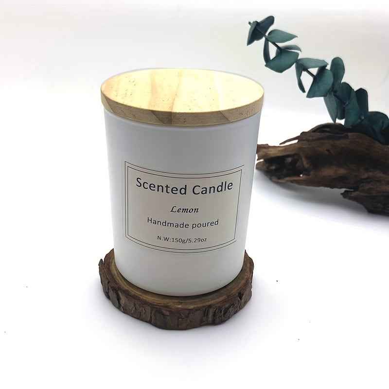 4-bottle Aromatherapy Candle Set | White Wooden Lid Glass Bottle Soy Wax Home Aromatherapy Candle Gift Box, 5.29oz, 35 Hours Burning, Wedding, Birthday, Halloween, Thanksgiving, Christmas Gift, Gardenia/Lavender/Lemon/Vanilla