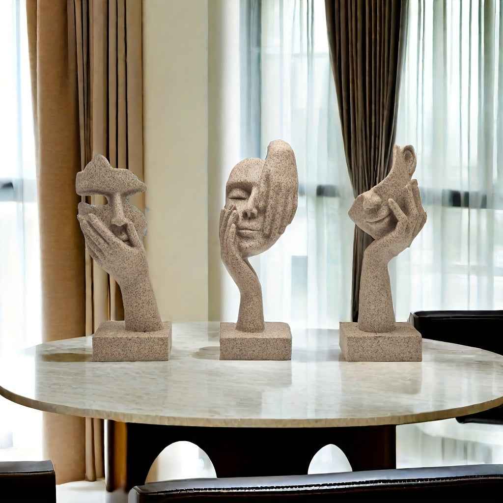 3pcs Thinker Statue Series - Modern Home Resin Sculpture Decorations - Living Room Abstract Art Statue Wine Cabinet Decoration, Office Modern Decoration, Creative Room Decoration, Party Supplies And Cozy Home Gifts for Christ