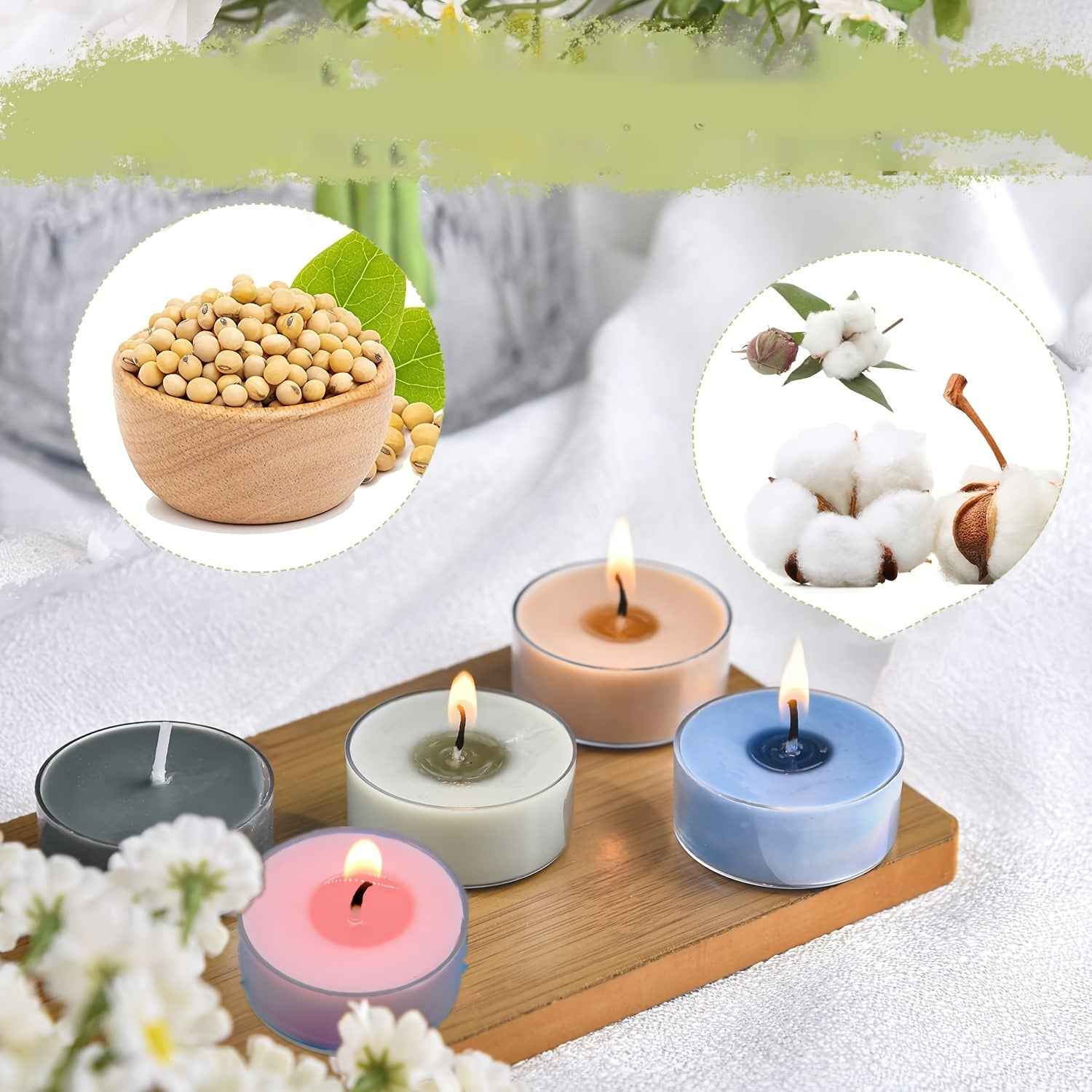 12-Pack Soy Wax Tea Light Candles, Lavender & Rose Scented, Glitter Embellished, Round Single-Wick, Resin Container, for Indoor Use - Perfect for Christmas, Thanksgiving, Valentine's, Birthdays & More