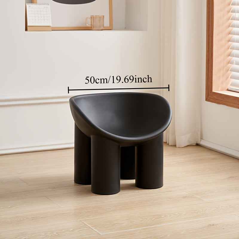 Modern Minimalist Four-Legged Elephant Accent Chair - Sturdy Plastic Indoor/Outdoor Furniture with White, , Mustard-Yellow, Beige, Brown, Grey, Black, or Light Brown - Easy-Clean Hard Floor Compatible, No Assembly Required, D