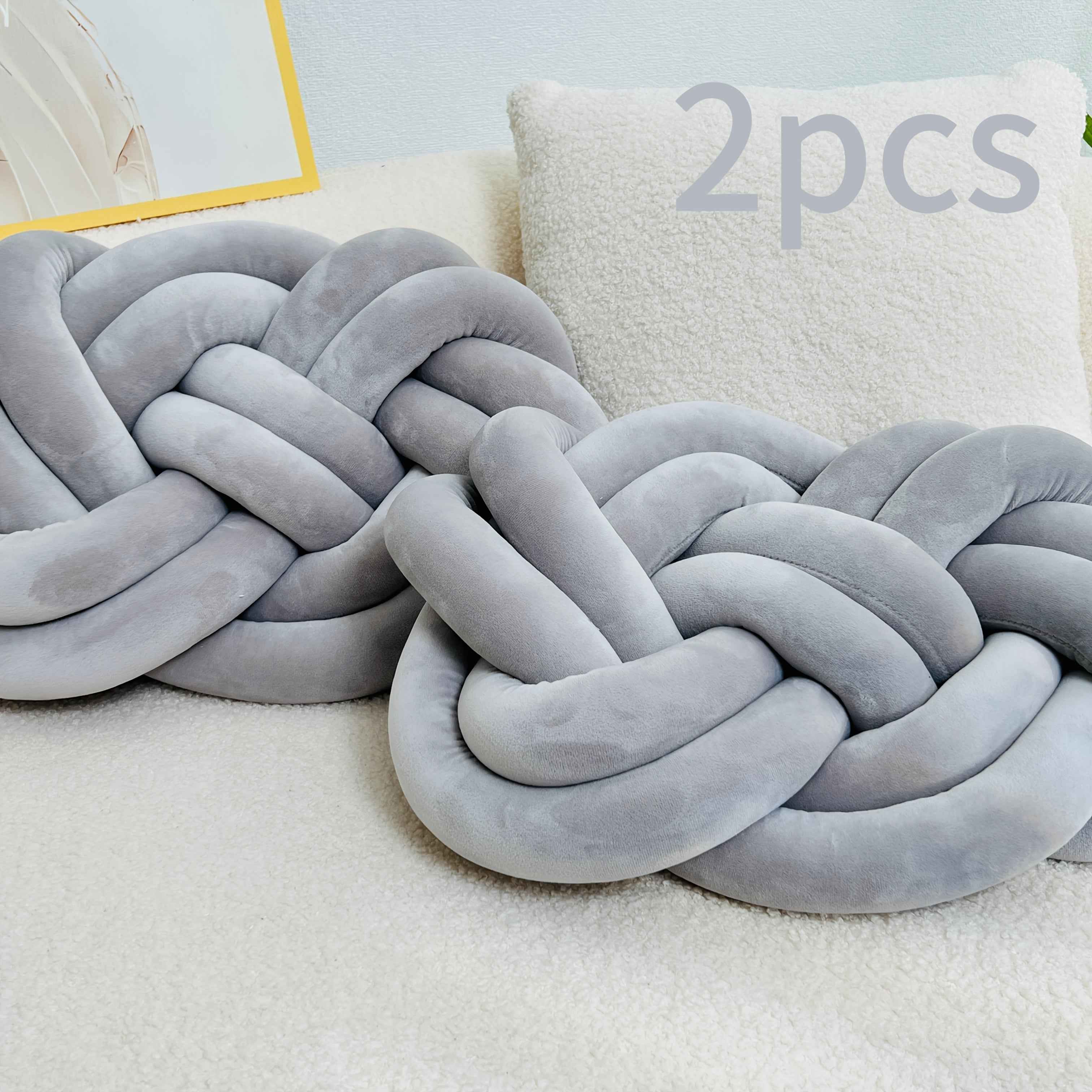 2 Pack YLBKIKR Plush Knot Throw Pillows - 40.01 cm Soft Short-Hair Floor Cushion & Bed Sofa Bed Decor, Modern Minimalist Knotted Ring Ball Design with Hand-Stitched Closure, All-Season Neutral Decorative Accent (Easy Hand Was