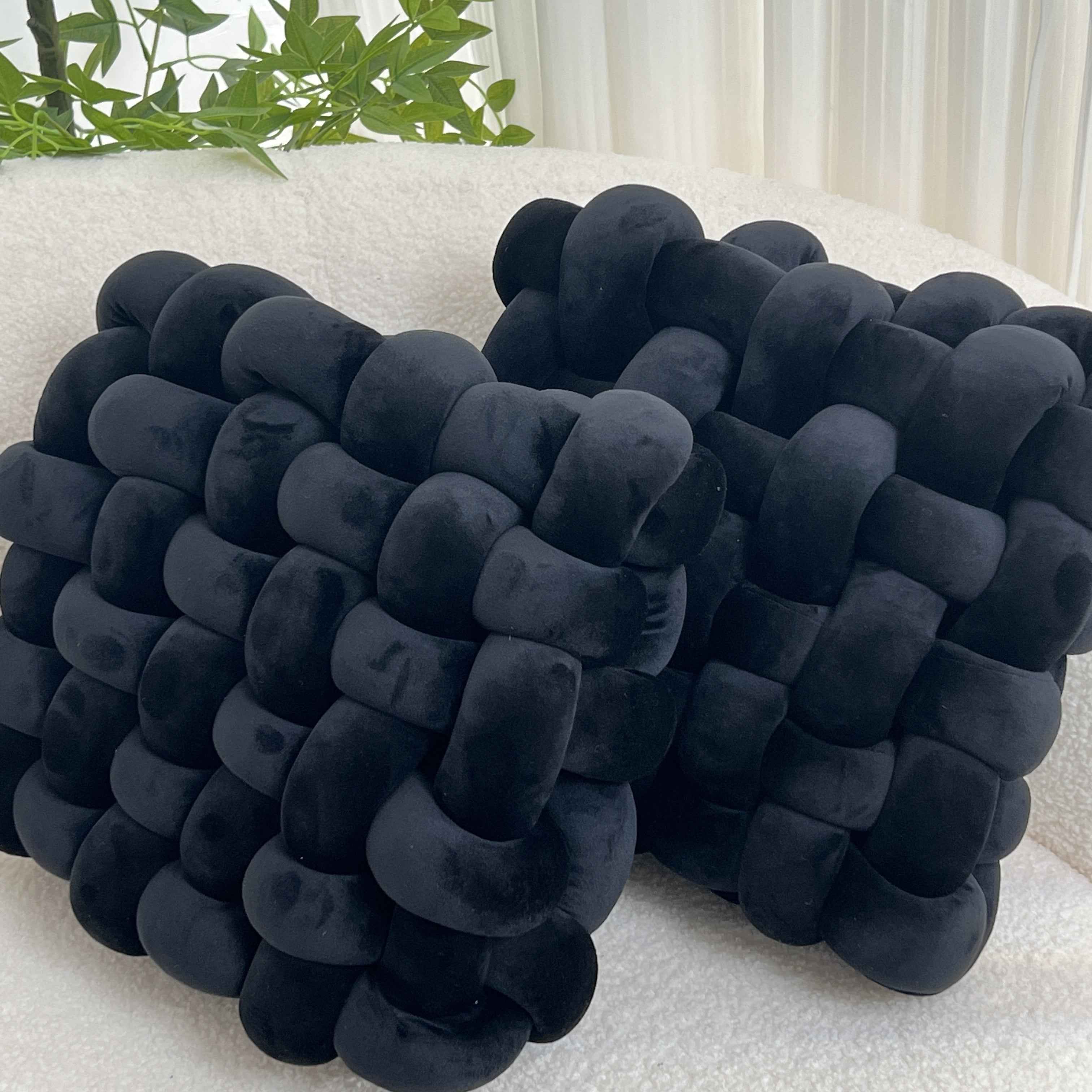 2pcs Knot Throw Pillow Soft Throw Pillow Home Decoration Cushion Square Office Knotted Plush Throw Pillow Cushion For Living Room Bedroom Sofa Couch Living Room Home Decor