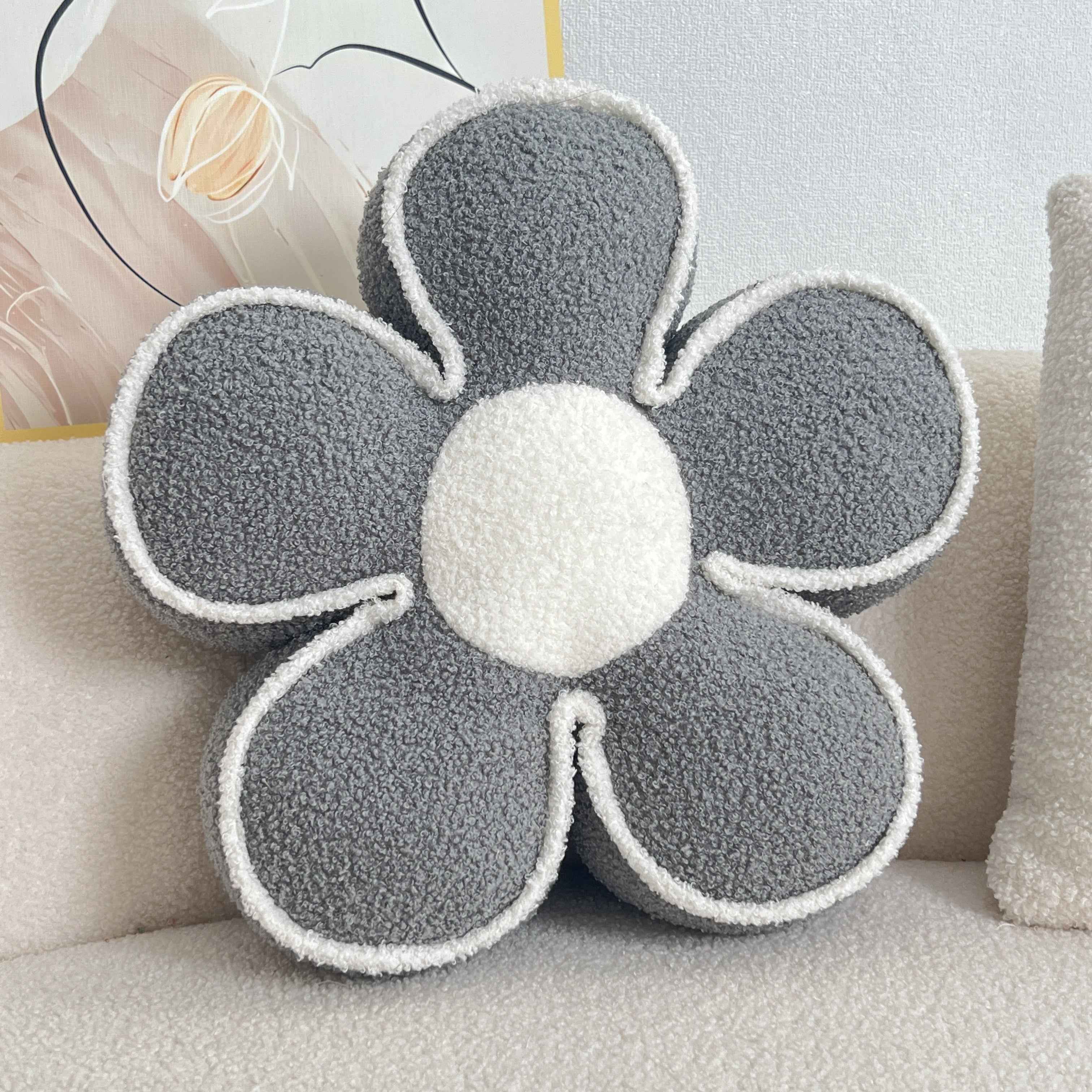 Chic Geometric Flower Throw Pillow - Soft, Washable Polyester Cushion for Bed & Sofa Decor