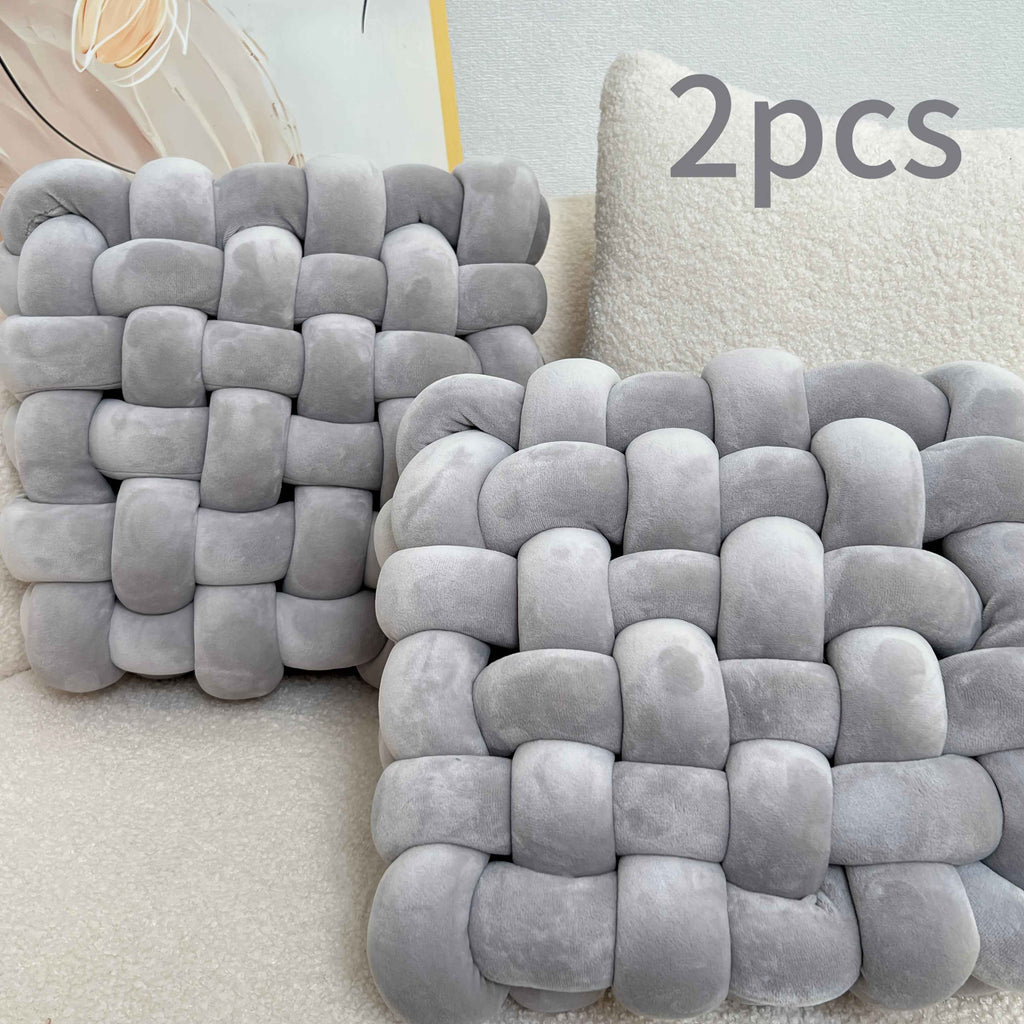 2pcs Knot Throw Pillow Soft Throw Pillow Home Decoration Cushion Square Office Knotted Plush Throw Pillow Cushion For Living Room Bedroom Sofa Couch Living Room Home Decor