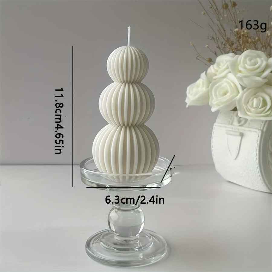 Romantic Wave Sphere Scented Candle - Sandalwood Aroma, Geometric Design for Home Decor, Perfect for Valentine's Day & Special Occasions