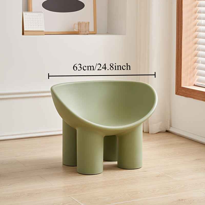 Modern Minimalist Four-Legged Elephant Accent Chair - Sturdy Plastic Indoor/Outdoor Furniture with White, , Mustard-Yellow, Beige, Brown, Grey, Black, or Light Brown - Easy-Clean Hard Floor Compatible, No Assembly Required, D