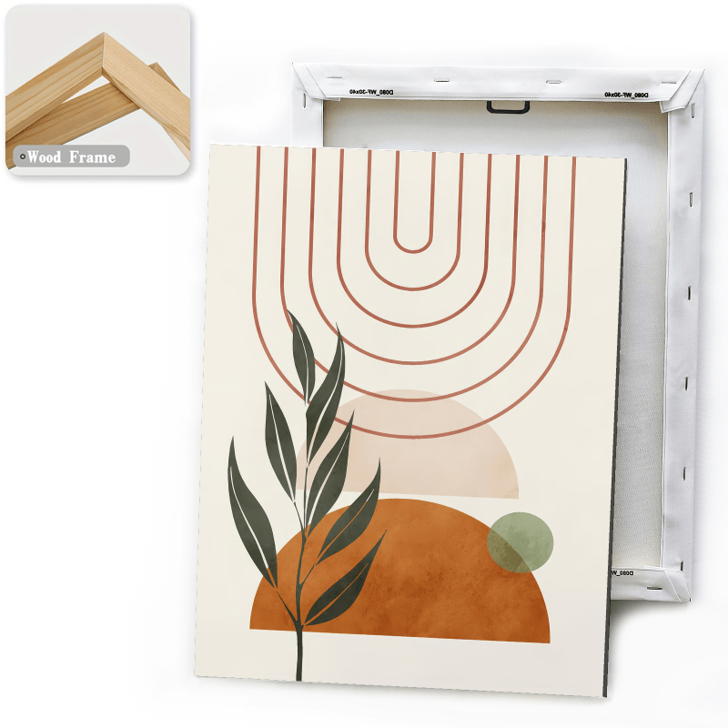 2D Flat, 3pcs Wooden Framed 2D Botanical Wall Art, Boho Print, Mid Century Wall Art, Sage Green Painting, Creative Canvas Poster, Waterproof Canvas Wall Decor, Artwork for Gift, Bedroom and Dormitory Decoration