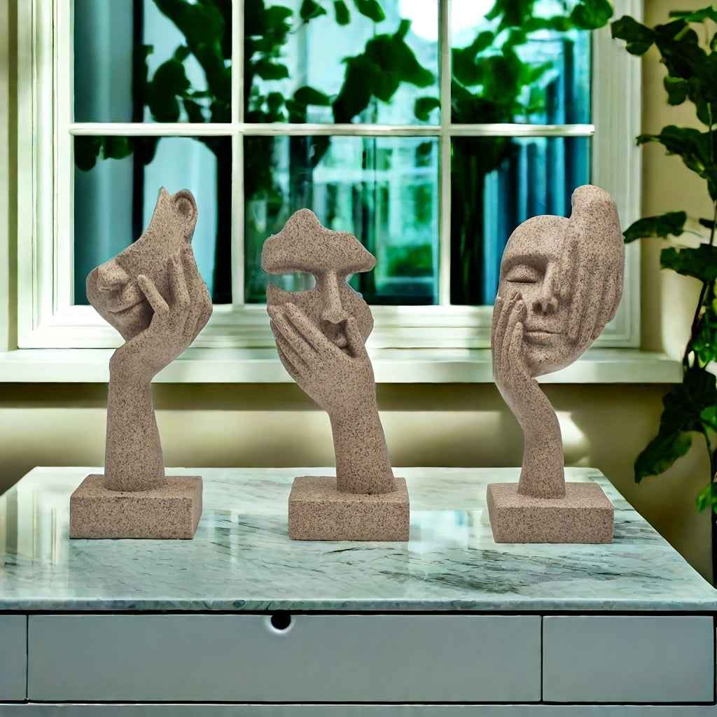 3pcs Thinker Statue Series - Modern Home Resin Sculpture Decorations - Living Room Abstract Art Statue Wine Cabinet Decoration, Office Modern Decoration, Creative Room Decoration, Party Supplies And Cozy Home Gifts for Christ