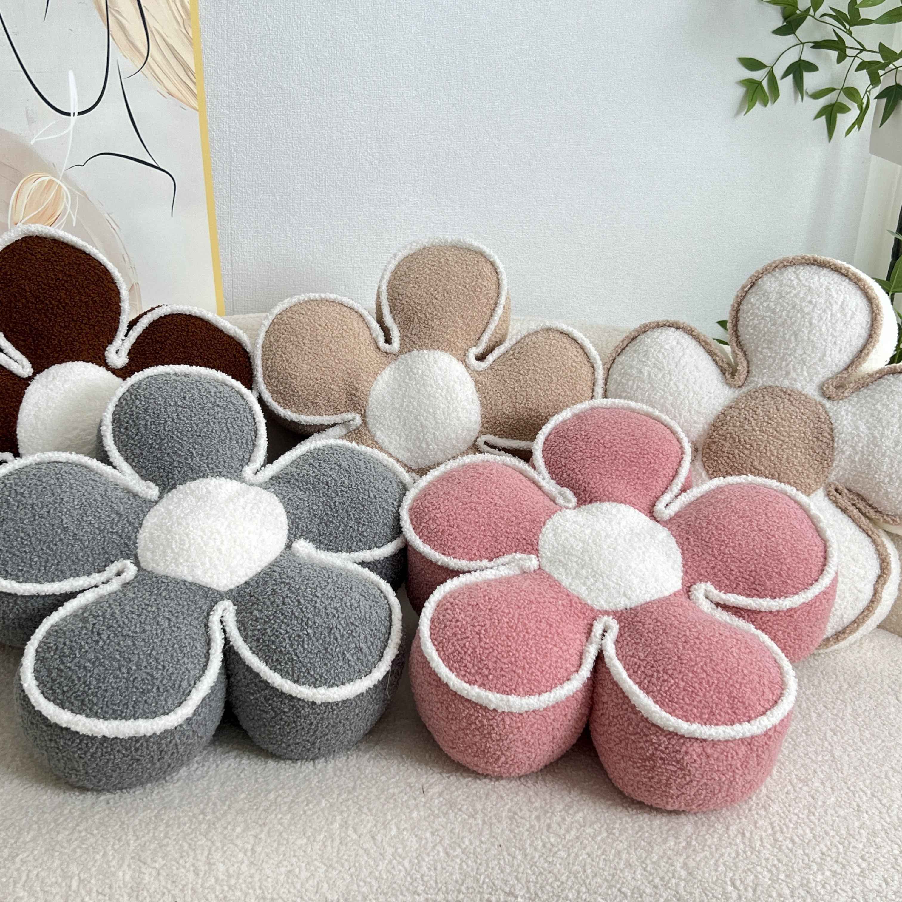 Chic Geometric Flower Throw Pillow - Soft, Washable Polyester Cushion for Bed & Sofa Decor