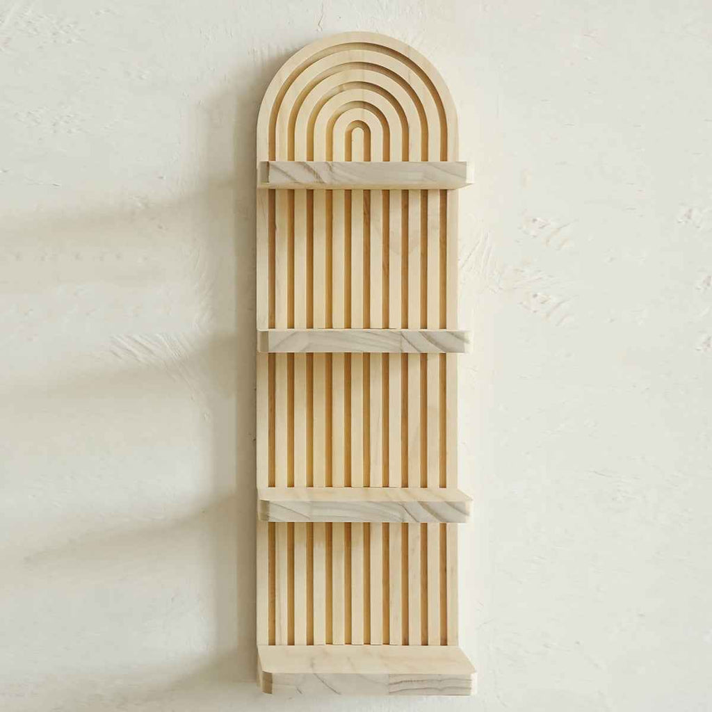 1pc Multi-Layer Bohemian Wall Shelf - Natural Wood Grain Vertical Hanging Storage Rack, Suitable for Living Room, Bedroom, Office - Farmhouse, Modern, Bohemian Home Decor - Space-Saving Plant, Book, Decoration Shelf - Easy In