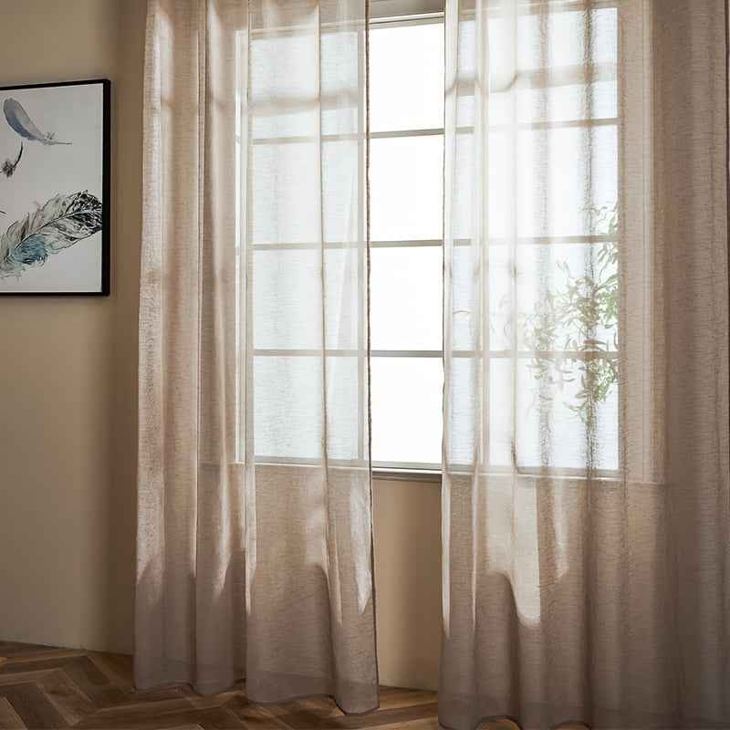 [2pcs Semi-Sheer Light Filtering Curtains] 2pcs Imitation Hemp Semi-Sheer Curtains - Light Filtering, Perfect for Living Room, Bedroom, Kitchen & Bathroom Decor