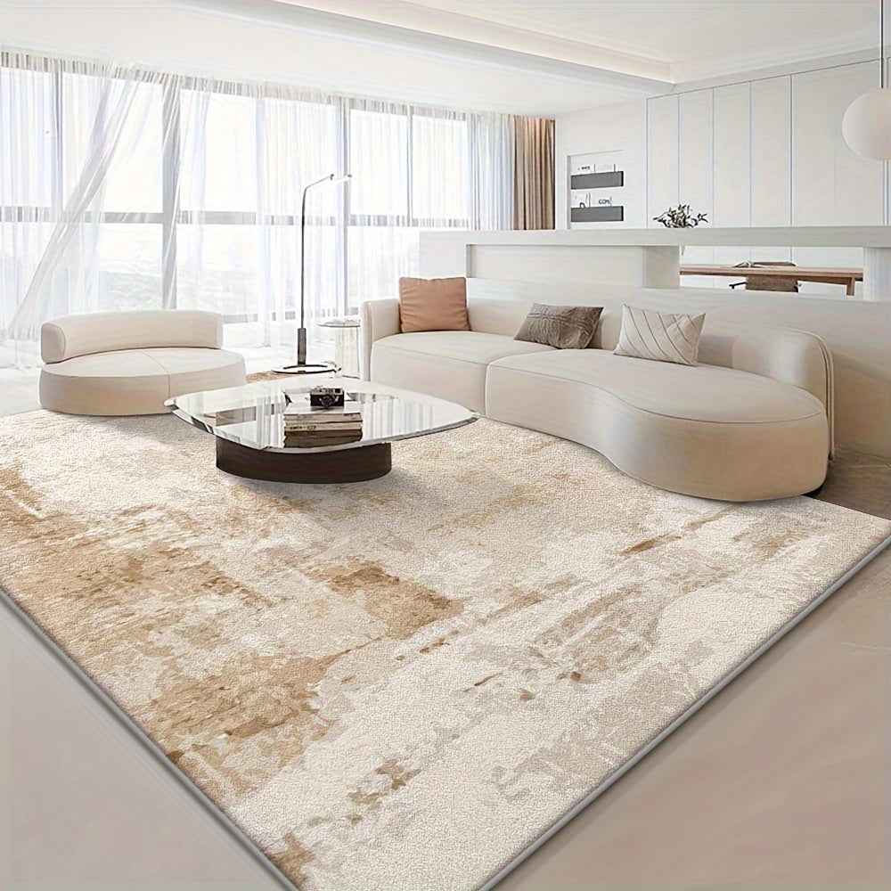 Extra Large Area Mat - Luxury Soft Anti-Slip Floor Mat, Machine Washable Beige & Brown Modern Mat for Living Room, Bedroom, Office - Durable Polyester Mat for Large Spaces up to 2.16m² & Extra Long 1.8m+ Side Lengths - Ideal
