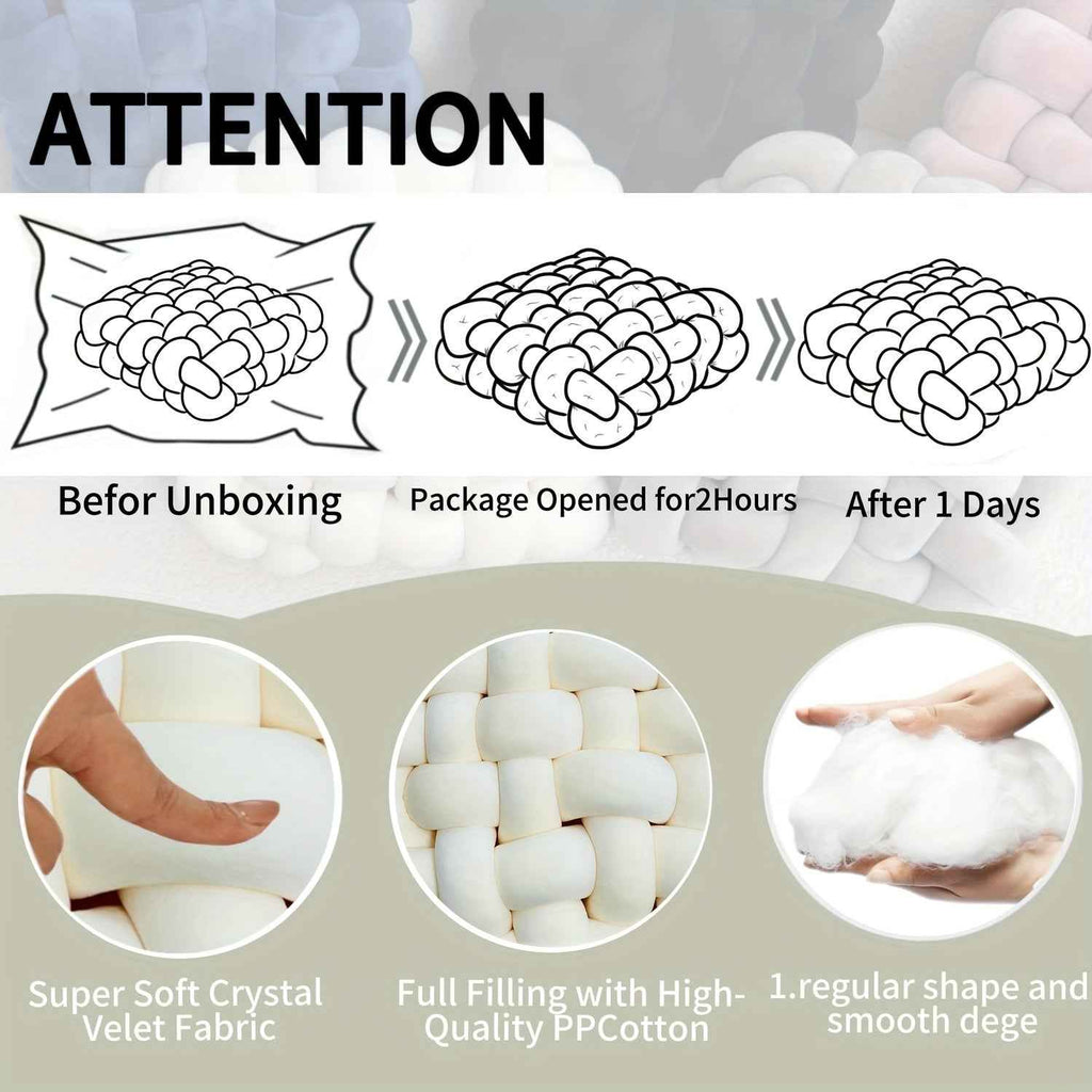 2pcs Knot Throw Pillow Soft Throw Pillow Home Decoration Cushion Square Office Knotted Plush Throw Pillow Cushion For Living Room Bedroom Sofa Couch Living Room Home Decor