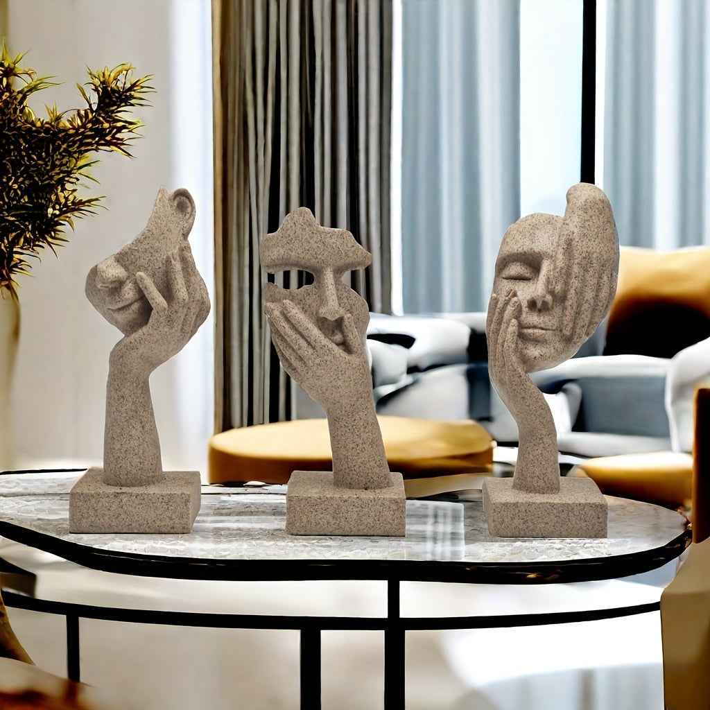 3pcs Thinker Statue Series - Modern Home Resin Sculpture Decorations - Living Room Abstract Art Statue Wine Cabinet Decoration, Office Modern Decoration, Creative Room Decoration, Party Supplies And Cozy Home Gifts for Christ